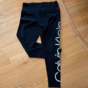 Calvin Klein Black Leggings with White Logo Accent